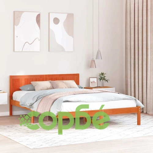 Рамка за легло от масивна борова дървесина кафяво 150x200 см ➤ топ цена ➤ sorbe.bg