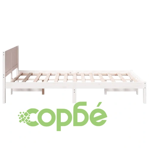 Рамка за легло бяла 135x190 см от масивна борова дървесина ➤ топ цена ➤ sorbe.bg