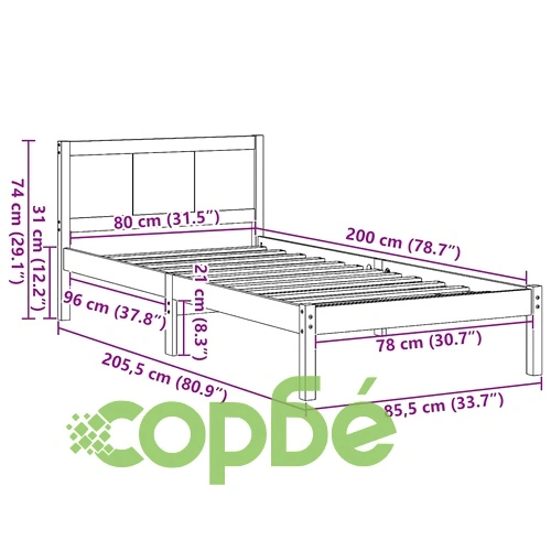 Рамка за легло от масивна борова дървесина - кафяво 80x200 см ➤ топ цена ➤ sorbe.bg