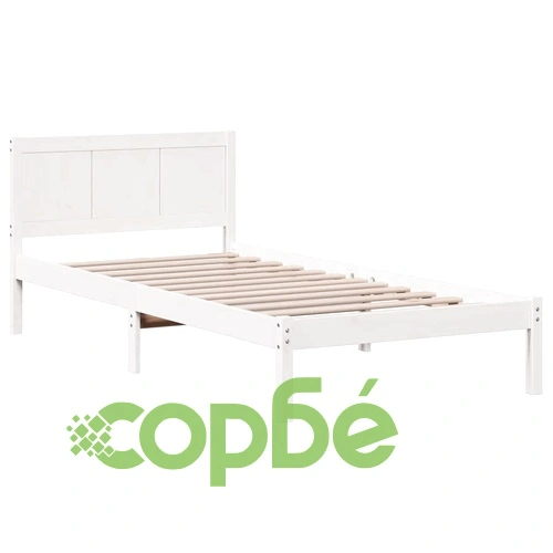 Рамка за легло от масивна борова дървесина бяла 90x200 см ➤ топ цена ➤ sorbe.bg