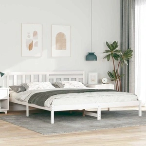 Рамка за легло с табла бяла 180x200 см масивно борово дърво