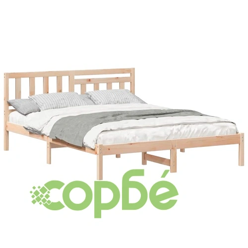 Рамка за легло с табла от масивно борово дърво 160x200 см кафяво ➤ топ цена ➤ sorbe.bg