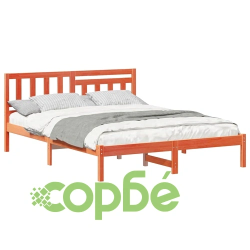 Рамка за легло с табла Восъчнокафяв 160x200 см Борово дърво масив ➤ топ цена ➤ sorbe.bg