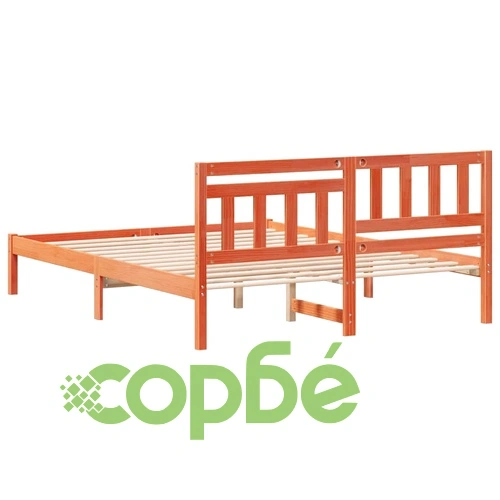 Рамка за легло с табла Восъчнокафяв 160x200 см Борово дърво масив ➤ топ цена ➤ sorbe.bg