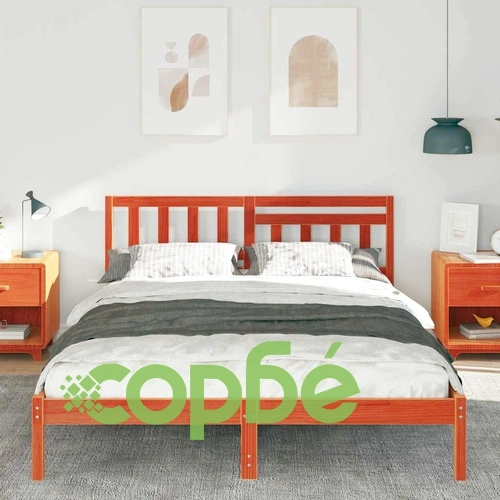 Рамка за легло с табла Восъчнокафяв 140x200 см Масивно борово дърво ➤ топ цена ➤ sorbe.bg