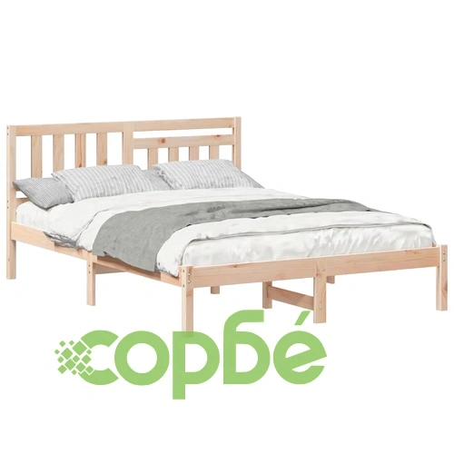 Рамка за легло с табла от масивно борово дърво 140x190 см ➤ топ цена ➤ sorbe.bg