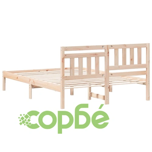 Рамка за легло с табла от масивно борово дърво 140x190 см ➤ топ цена ➤ sorbe.bg