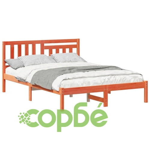 Рамка за легло с табла восъчнокафяв цвят 140x190 см борово дърво масив ➤ топ цена ➤ sorbe.bg