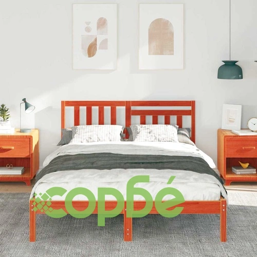 Рамка за легло с табла восъчнокафяв цвят 140x190 см борово дърво масив ➤ топ цена ➤ sorbe.bg