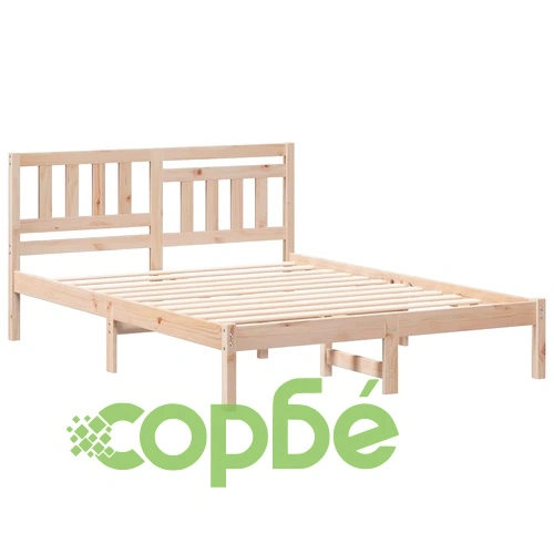 Рамка за легло с табла от масивно борово дърво 135x190 см кафяво ➤ топ цена ➤ sorbe.bg