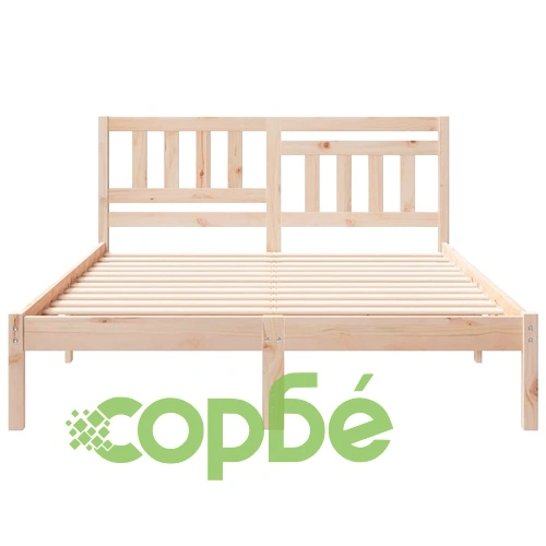 Рамка за легло с табла от масивно борово дърво 135x190 см кафяво ➤ топ цена ➤ sorbe.bg