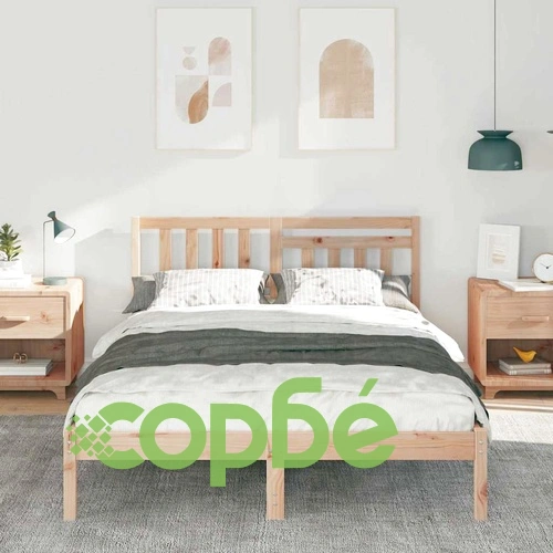 Рамка за легло с табла от масивно борово дърво 135x190 см кафяво ➤ топ цена ➤ sorbe.bg