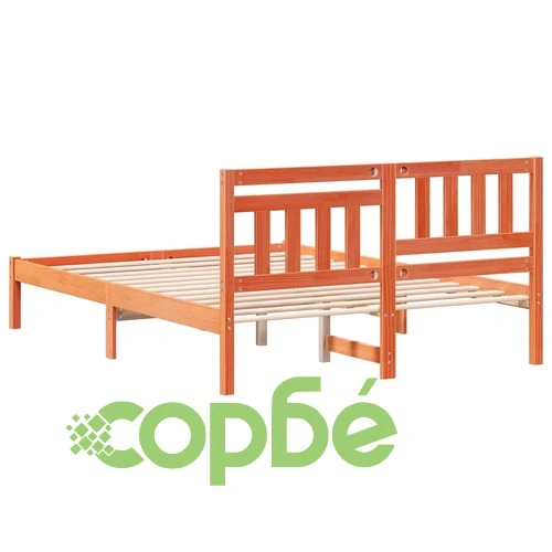 Рамка за легло с табла Восъчнокафяв 120x190 см Борово дърво масив ➤ топ цена ➤ sorbe.bg