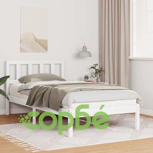Рамка за легло с табла бяло 90x200 см масивно борово дърво ➤ топ цена ➤ sorbe.bg
