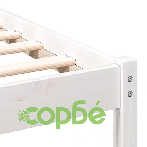 Рамка за легло с табла бяло 90x200 см масивно борово дърво ➤ топ цена ➤ sorbe.bg