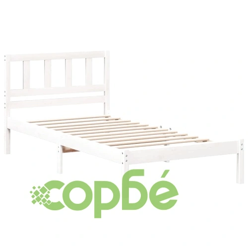 Рамка за легло с табла бяло 90x200 см масивно борово дърво ➤ топ цена ➤ sorbe.bg