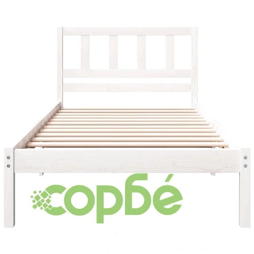 Рамка за легло с табла бяло 90x200 см масивно борово дърво ➤ топ цена ➤ sorbe.bg