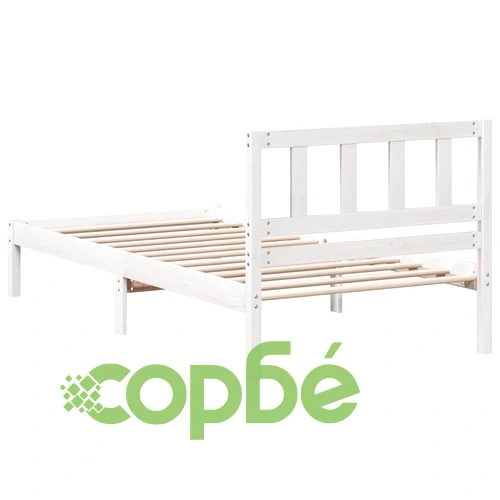 Рамка за легло с табла бяло 90x200 см масивно борово дърво ➤ топ цена ➤ sorbe.bg