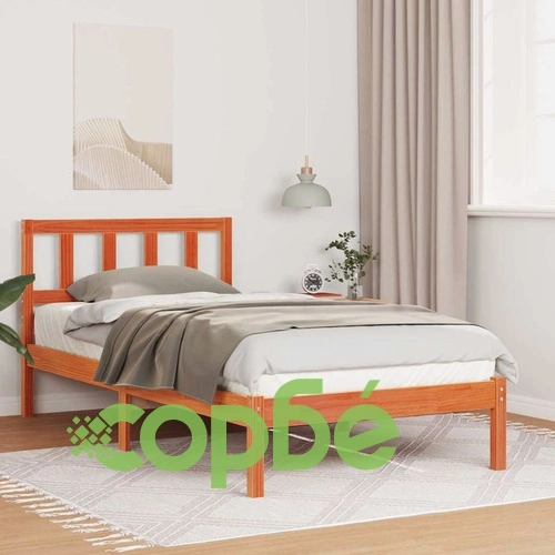 Рамка за легло с табла Восъчнокафяв 90x190 см Борово дърво масив ➤ топ цена ➤ sorbe.bg
