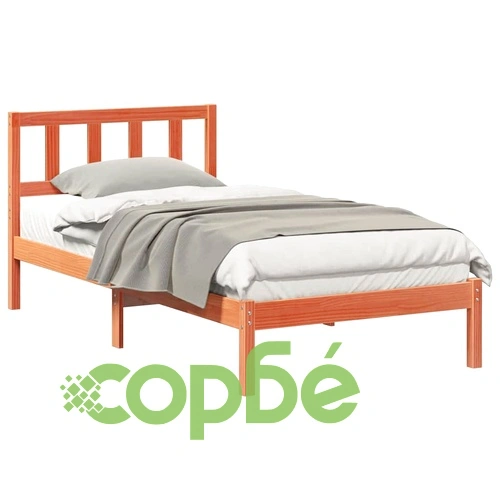 Рамка за легло с табла Восъчнокафяв 90x190 см Борово дърво масив ➤ топ цена ➤ sorbe.bg