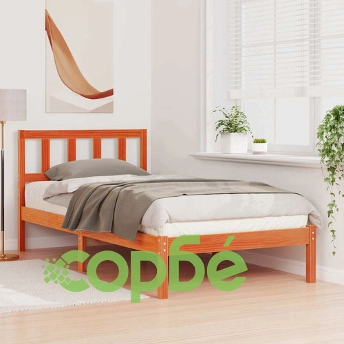 Рамка за легло с табла Восъчнокафяв 90x190 см Борово дърво масив ➤ топ цена ➤ sorbe.bg
