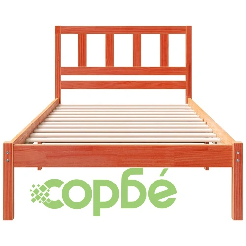 Рамка за легло с табла Восъчнокафяв 90x190 см Борово дърво масив ➤ топ цена ➤ sorbe.bg