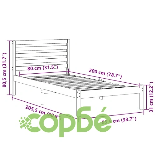 Легло с табла от масивно борово дърво - бяло 80x200 см ➤ топ цена ➤ sorbe.bg