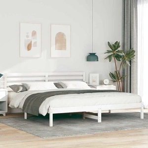 Рамка за легло с табла бяла 180x200 см масивно борово дърво