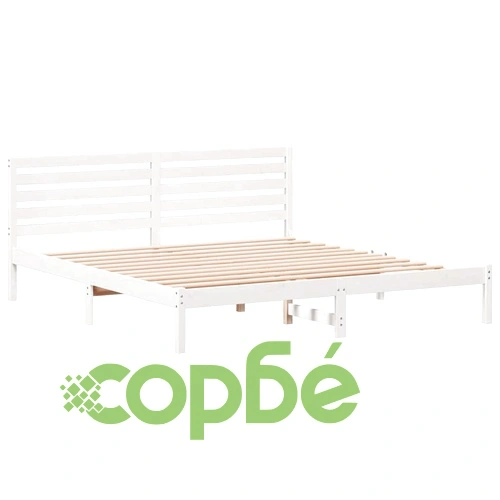 Рамка за легло с табла бяла 180x200 см масивно борово дърво ➤ топ цена ➤ sorbe.bg
