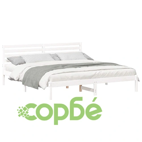 Рамка за легло с табла бяла 180x200 см масивно борово дърво ➤ топ цена ➤ sorbe.bg