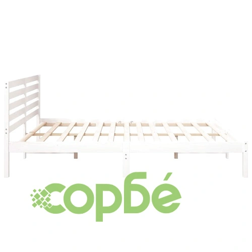 Рамка за легло с табла бяла 180x200 см масивно борово дърво ➤ топ цена ➤ sorbe.bg