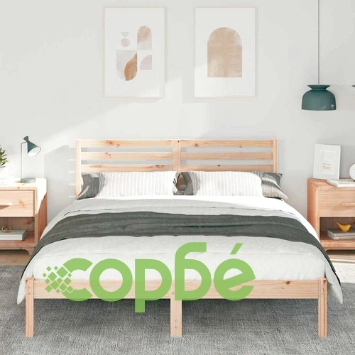 Рамка за легло с табла от масивно борово дърво 160x200 см кафяв цвят ➤ топ цена ➤ sorbe.bg