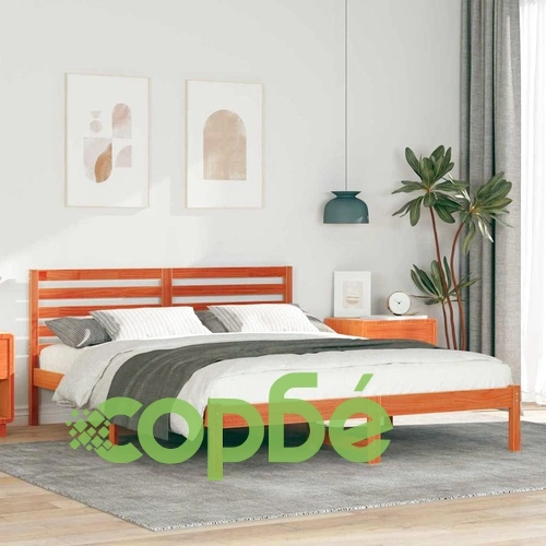 Рамка за легло с табла восъчнокафяв цвят 160x200 см масивна борова дървесина ➤ топ цена ➤ sorbe.bg