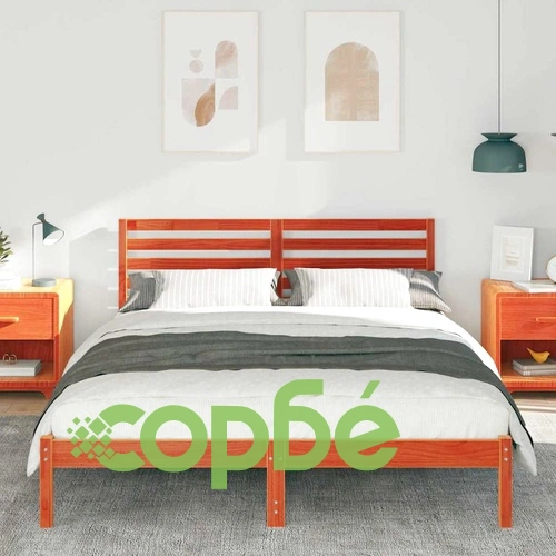 Рамка за легло с табла восъчнокафяв цвят 160x200 см масивна борова дървесина ➤ топ цена ➤ sorbe.bg