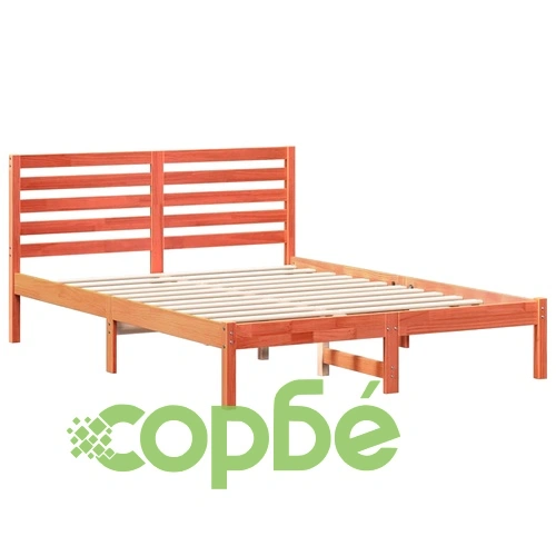 Рамка за легло с табла восъчнокафяв цвят 140x190 см масивна борова дървесина ➤ топ цена ➤ sorbe.bg
