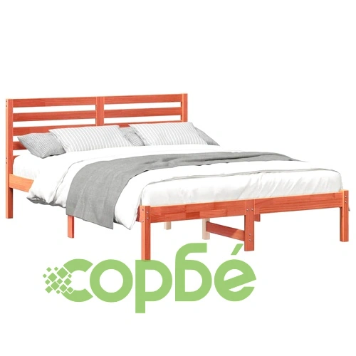 Рамка за легло с табла восъчнокафяв цвят 140x190 см масивна борова дървесина ➤ топ цена ➤ sorbe.bg