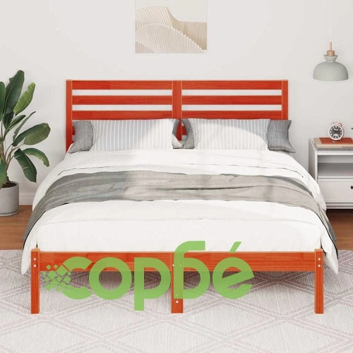 Рамка за легло с табла восъчнокафяв цвят 140x190 см масивна борова дървесина ➤ топ цена ➤ sorbe.bg