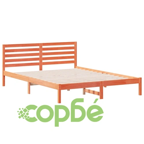 Рамка за легло с табла Восъчнокафяв 160x210 см Борово дърво масив ➤ топ цена ➤ sorbe.bg