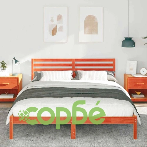 Рамка за легло с табла Восъчнокафяв 160x210 см Борово дърво масив ➤ топ цена ➤ sorbe.bg