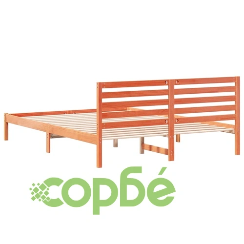 Рамка за легло с табла Восъчнокафяв 160x210 см Борово дърво масив ➤ топ цена ➤ sorbe.bg