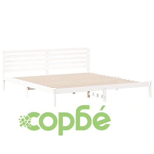 Рамка за легло с табла от масивно борово дърво - бяла 180x220 см ➤ топ цена ➤ sorbe.bg