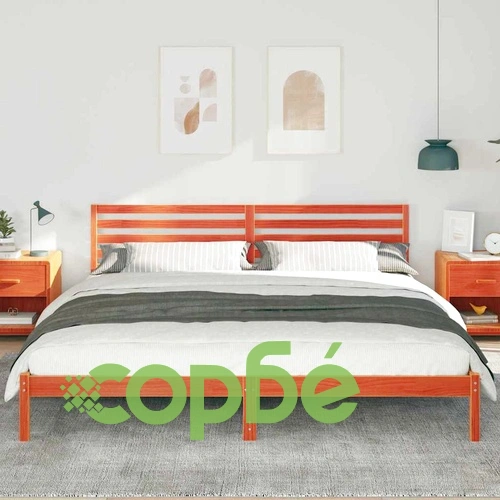 Рамка за легло с табла 180x220 см масивно борово дърво восъчнокафяв цвят ➤ топ цена ➤ sorbe.bg