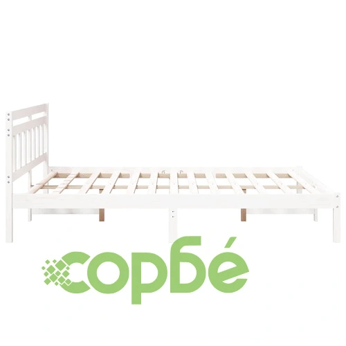Рамка за легло с табла от масивно борово дърво, бяла, 160x200 см ➤ топ цена ➤ sorbe.bg