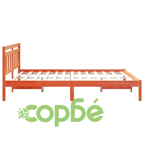 Рамка за легло с табла от борово дърво масив - кафяво, 160x200 см ➤ топ цена ➤ sorbe.bg