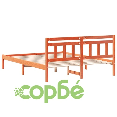 Рамка за легло с табла от борово дърво масив - кафяво, 160x200 см ➤ топ цена ➤ sorbe.bg