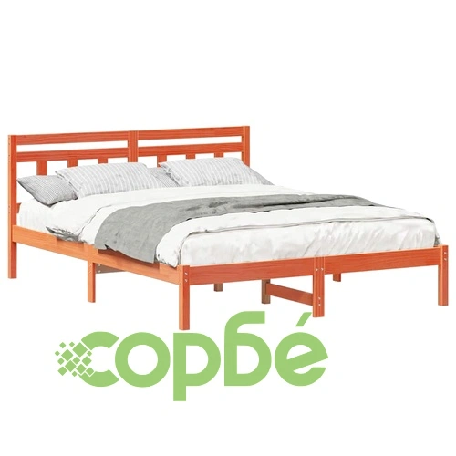 Рамка за легло с табла от борово дърво - кафяво восъчно покритие 150x200 см ➤ топ цена ➤ sorbe.bg