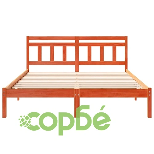 Рамка за легло с табла от борово дърво - кафяво восъчно покритие 150x200 см ➤ топ цена ➤ sorbe.bg