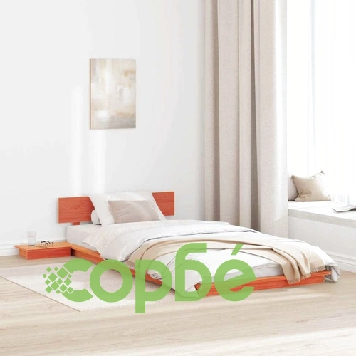 Рамка за легло с нощни масички от масивно дърво кафяво 90x190 см ➤ топ цена ➤ sorbe.bg