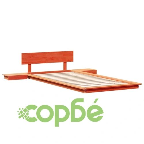 Рамка за легло с нощни масички от масивно дърво кафяво 90x190 см ➤ топ цена ➤ sorbe.bg