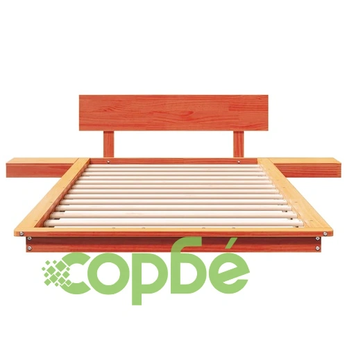 Рамка за легло с нощни масички от масивно дърво кафяво 90x190 см ➤ топ цена ➤ sorbe.bg